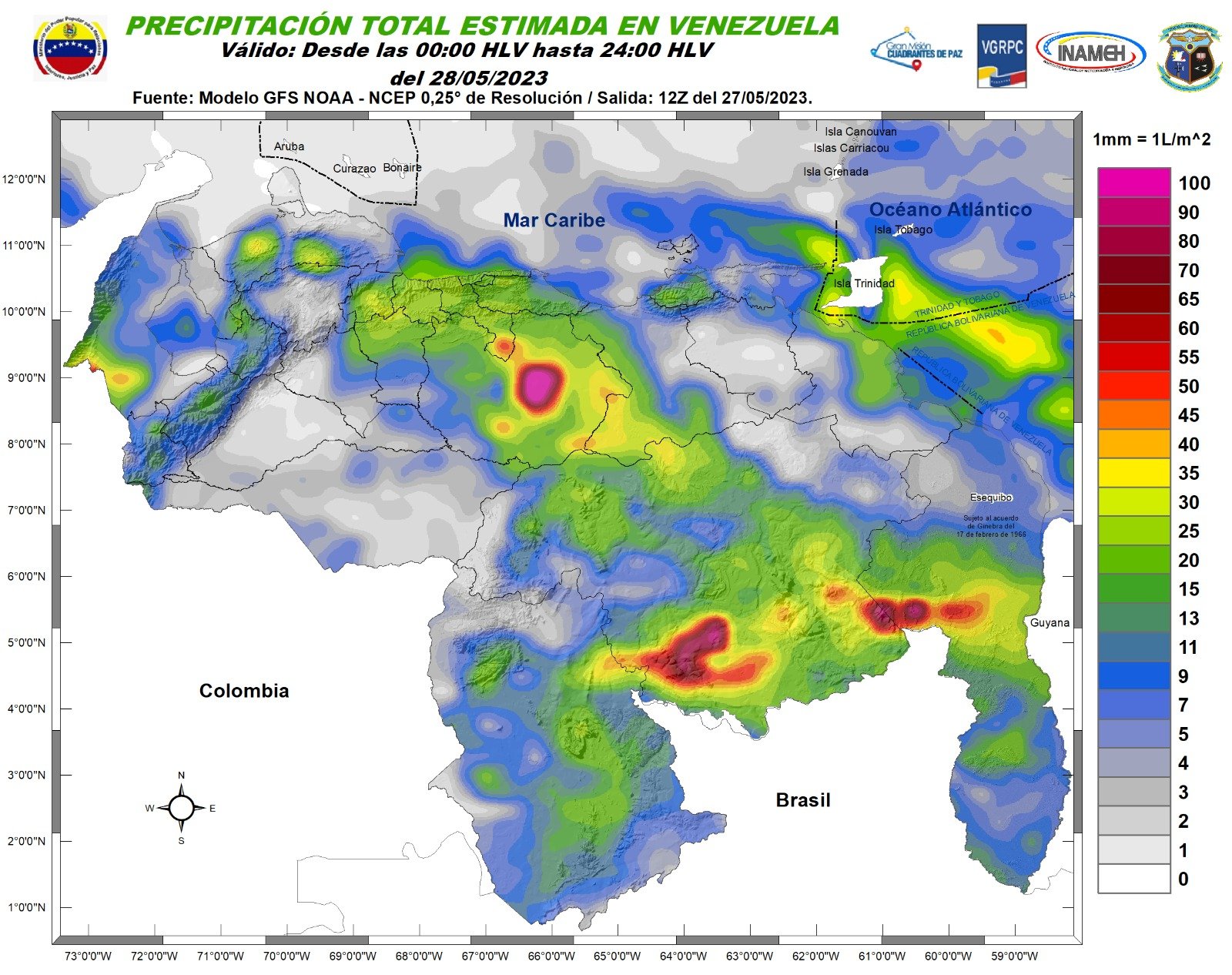 Inameh prevé ráfagas de viento y descargas eléctricas en varios estados de Venezuela este #28May