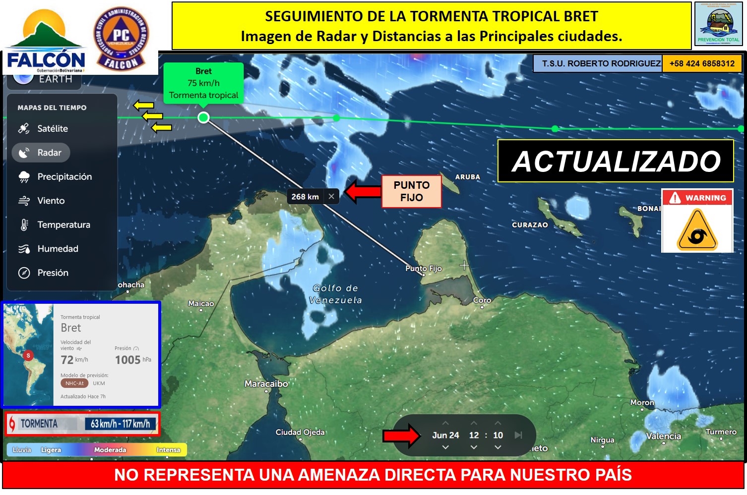 Tormenta Bret pasó por Falcón sin causar daños materiales