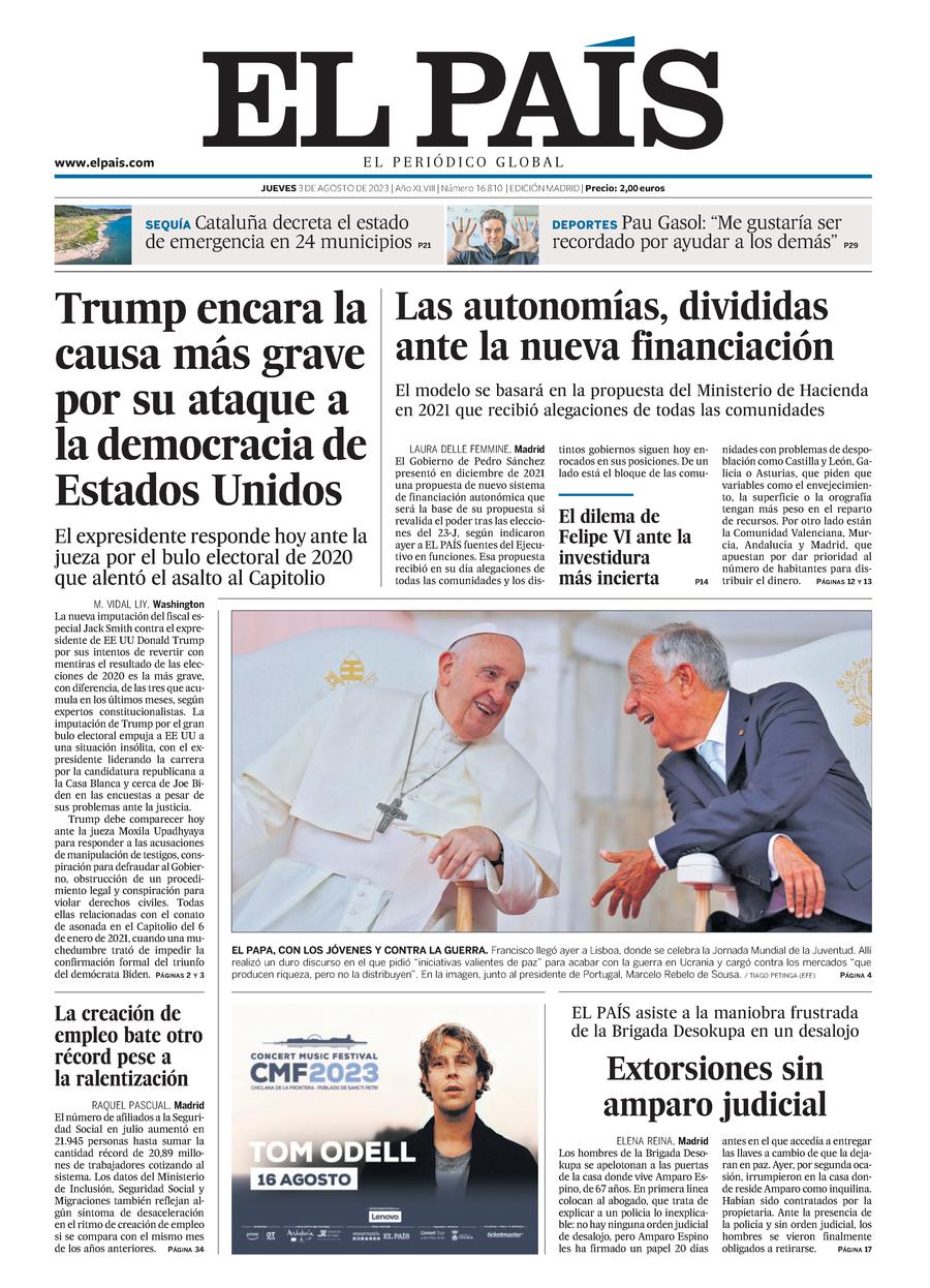 Portadas de la prensa internacional de este jueves 3 de agosto de 2023