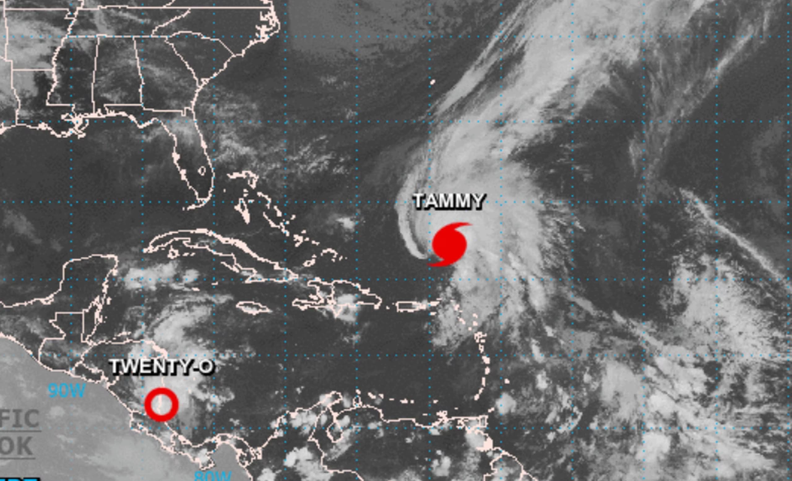 Depresión tropical deja fuertes lluvias en Nicaragua, y huracán Tammy sigue hacia el norte