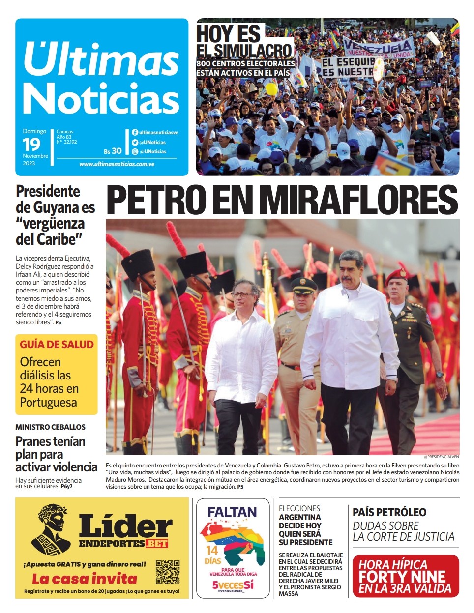 Portadas de este domingo 19 de noviembre de 2023