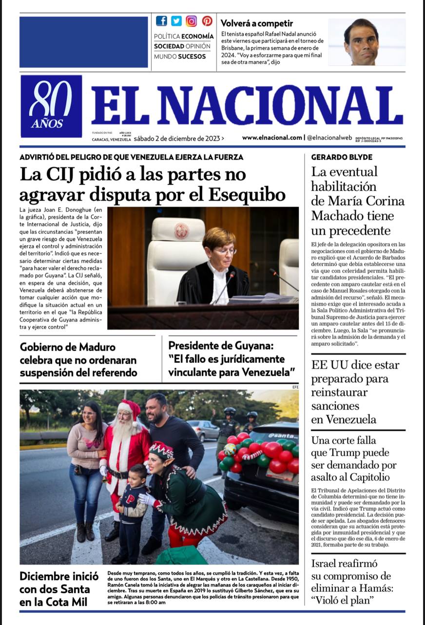 Portadas de este sábado 2 de diciembre de 2023