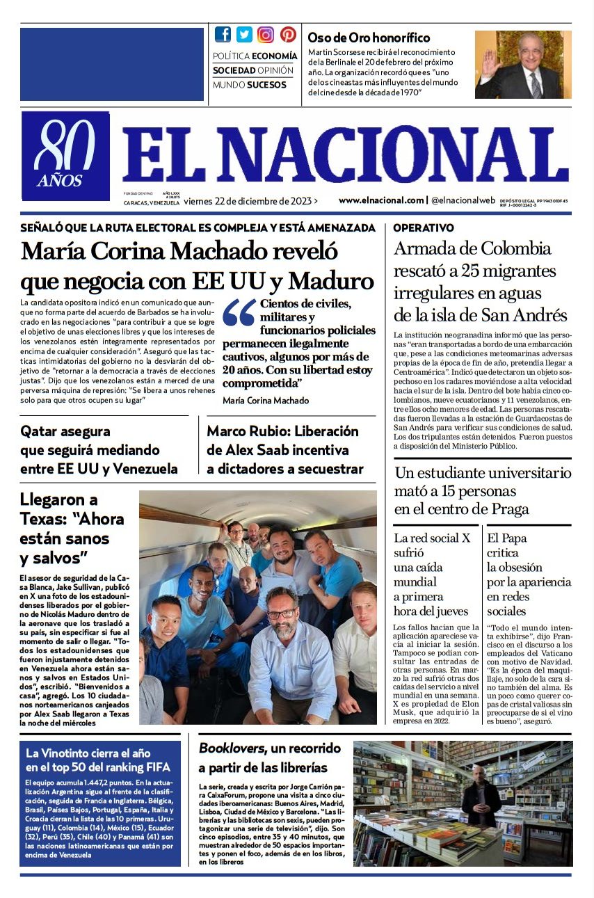 Portadas de este viernes 22 de diciembre de 2023