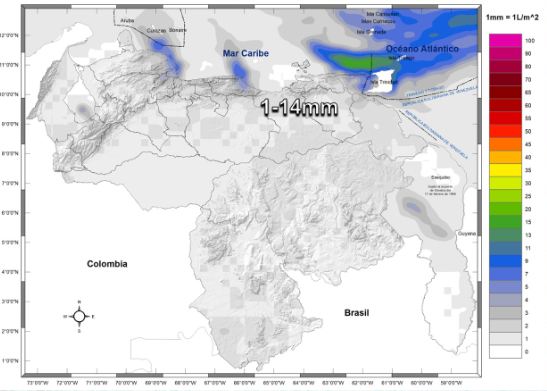 Inameh prevé lluvias y lloviznas en algunos estados de Venezuela este #26Ene