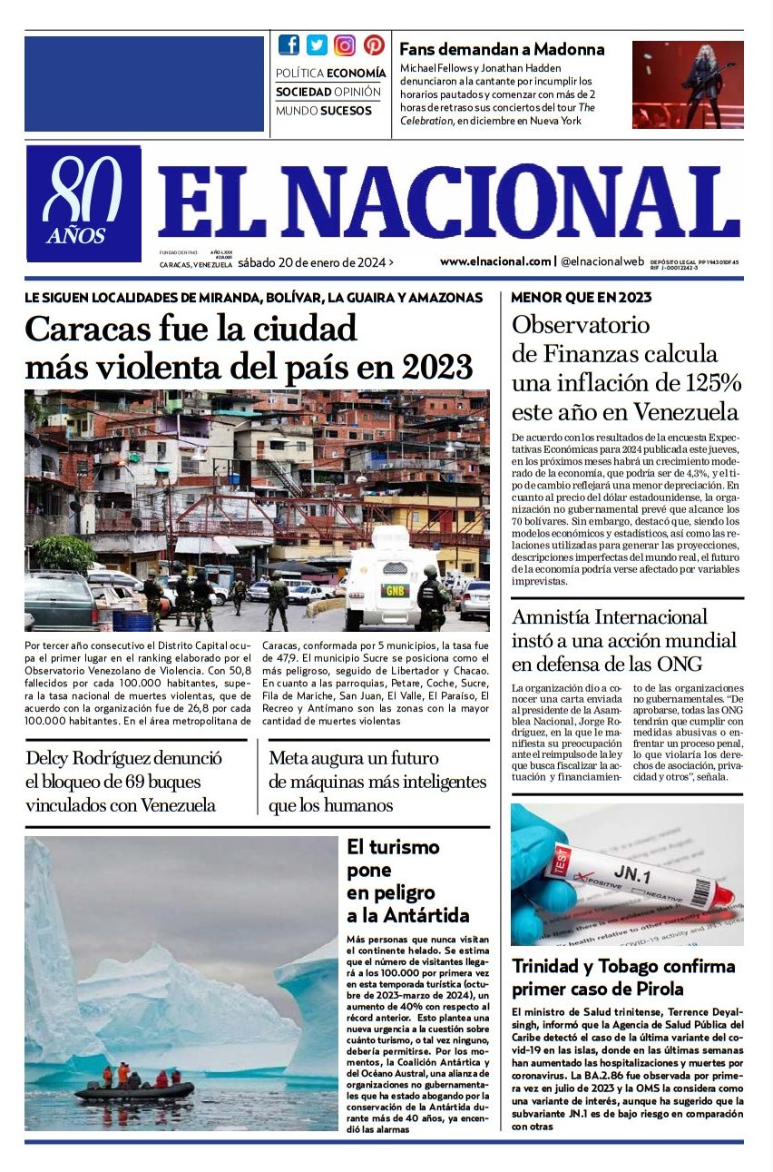 Portadas de este sábado 20 de enero de 2024