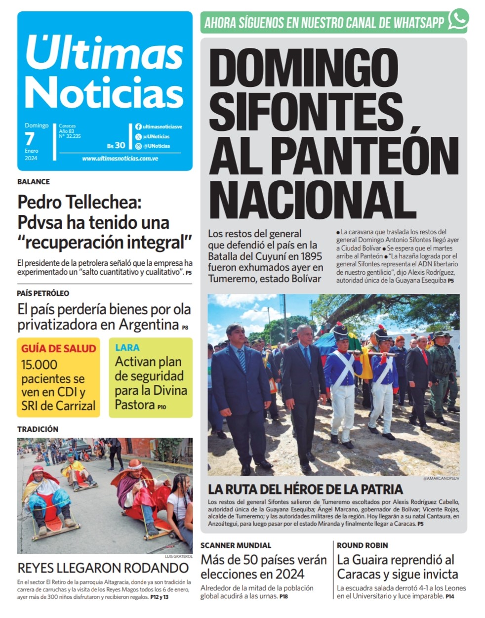 Portadas de este domingo 7 de enero de 2024