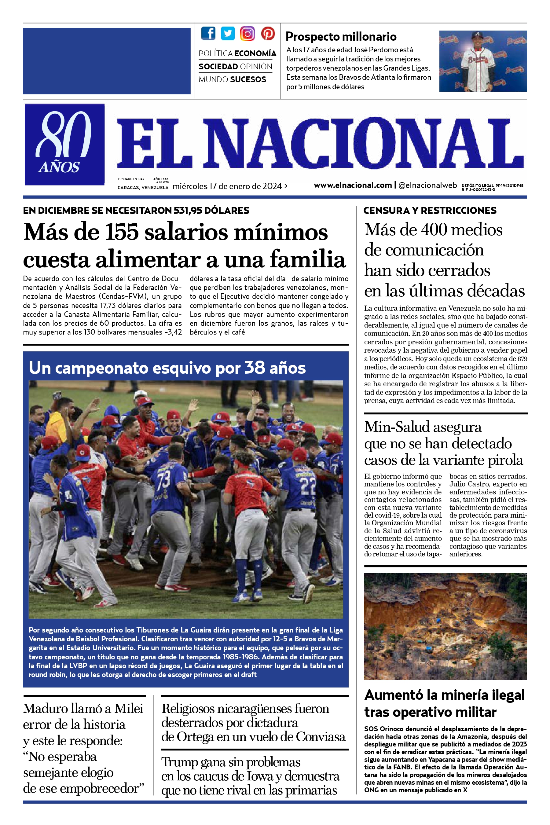 Portadas de este miércoles 17 de enero de 2024