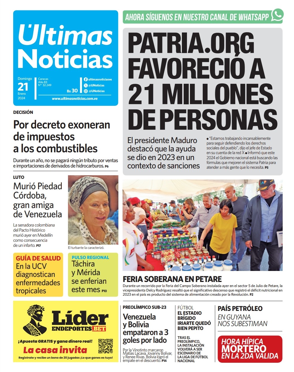 Portadas de este domingo 21 de enero de 2024