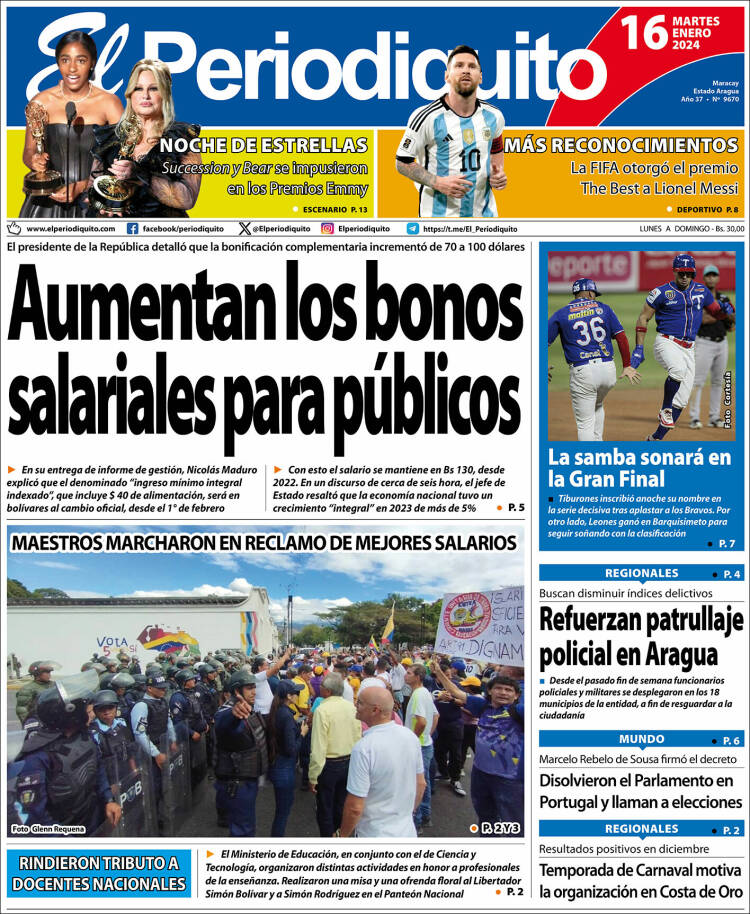 Portadas de este martes 16 de enero de 2024