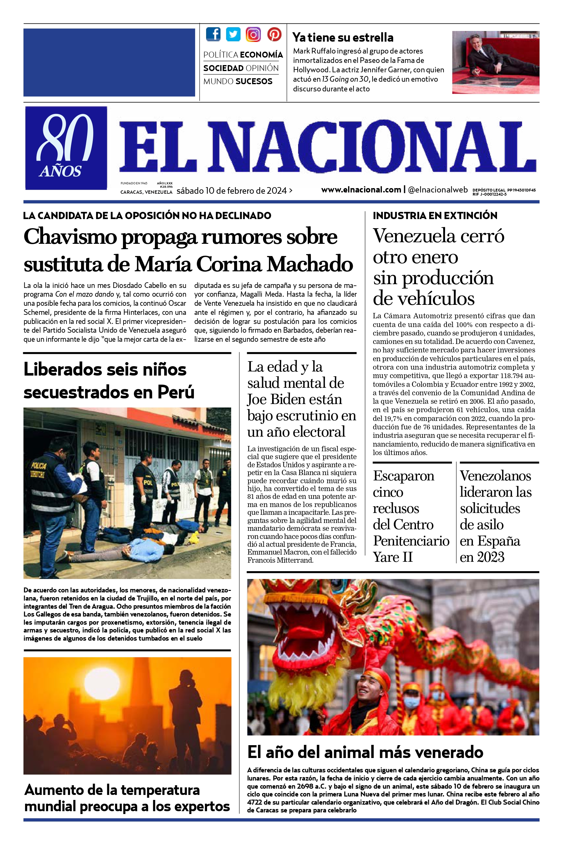 Portadas de este sábado 10 de febrero de 2024