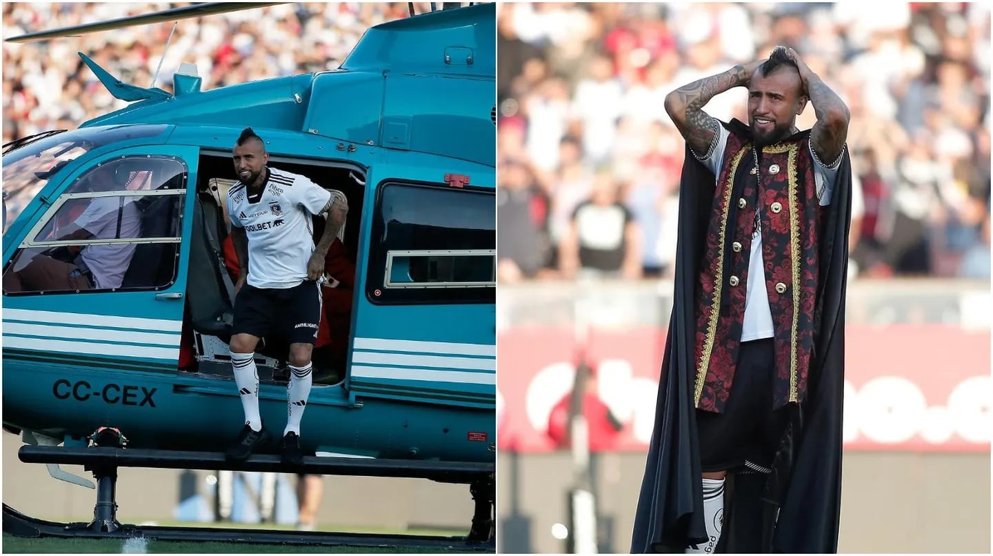 La insólita presentación de Arturo Vidal en Colo-Colo: llegó en helicóptero y dio la vuelta olímpica a caballo (VIDEO)