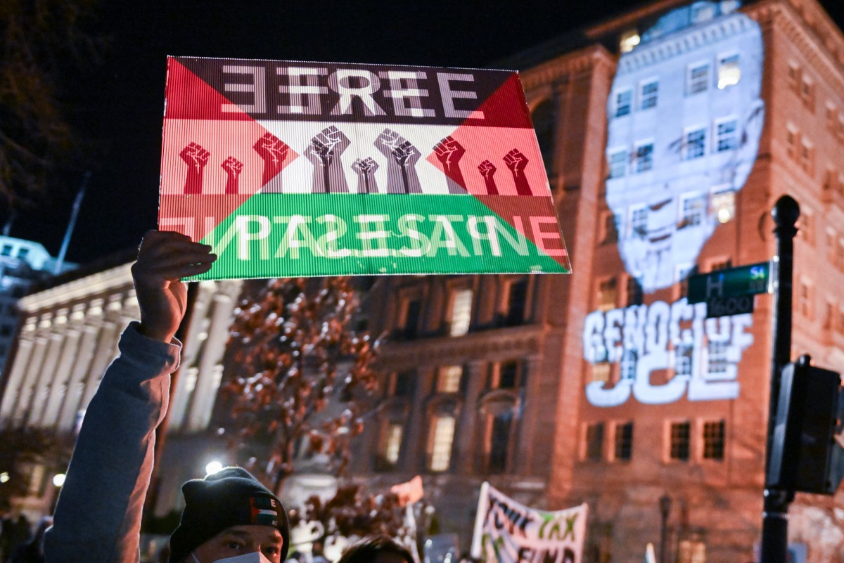 Protesta en favor de Gaza bloqueó la principal vía de acceso de Joe Biden al Capitolio