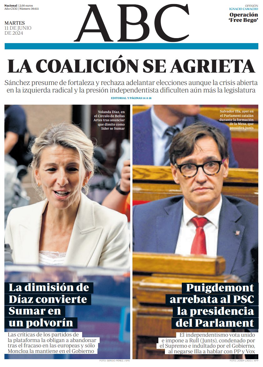 Portadas de la prensa internacional de este martes 11 de junio de 2024