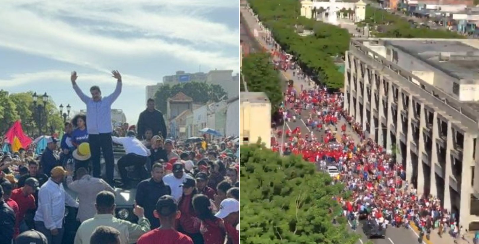 La imagen aérea que no mostró VTV de la pequeña caravana de Maduro en Zulia