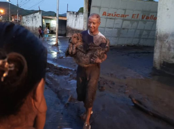 Lo más tierno que verás hoy: la imagen VIRAL del rescate de un perrito tras la tragedia ocurrida en Cumanacoa