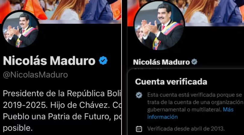 Elon Musk le quitó el verificado gris a Nicolás Maduro, que indicaba en X que era el presidente de Venezuela