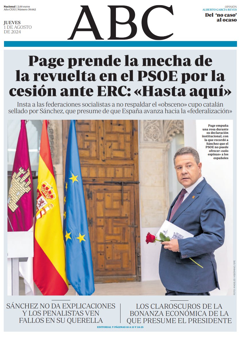 Portadas de la prensa internacional de este jueves 1 de agosto de 2024