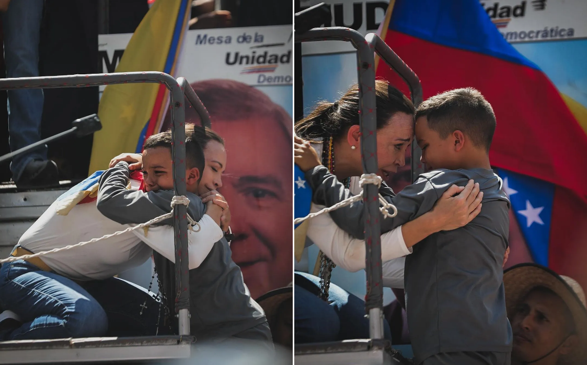 La FOTO más emotiva del día: un abrazo entre María Corina y el prometedor futuro de Venezuela