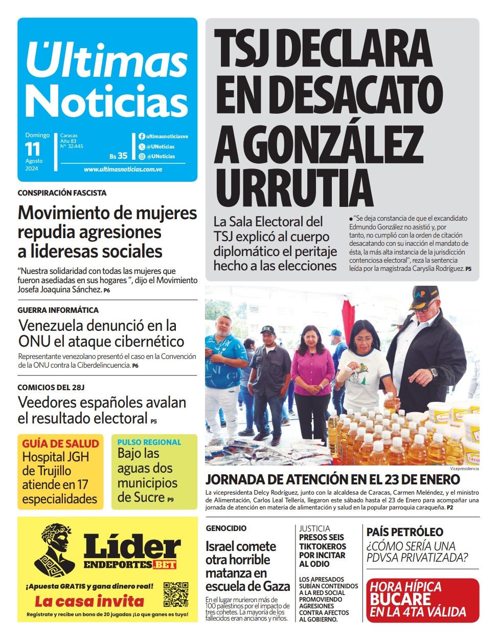 Portadas de este domingo 11 de agosto de 2024