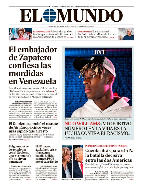 Portadas de la prensa internacional de este lunes 14 de octubre de 2024