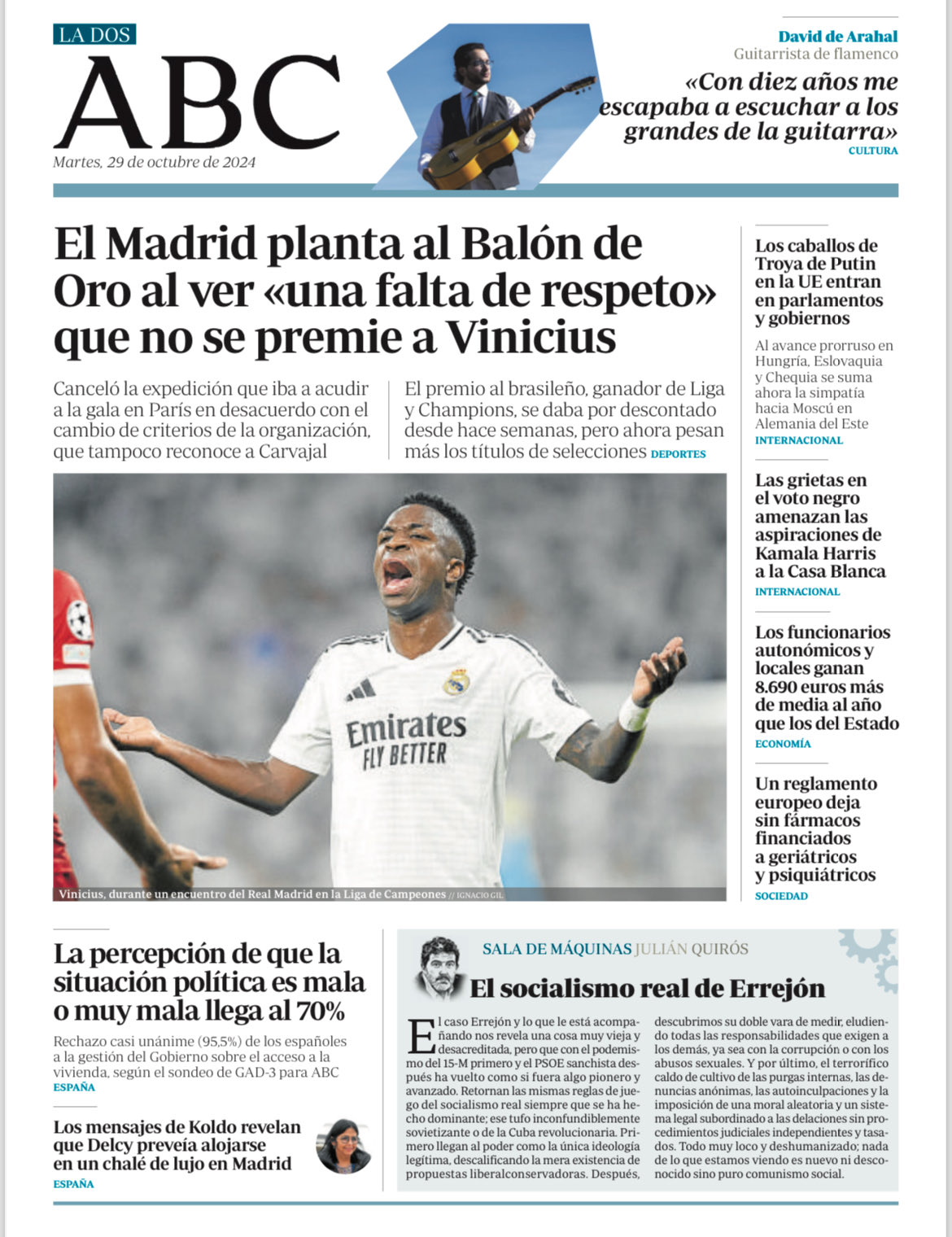 Portadas de la prensa internacional de este martes 29 de octubre de 2024