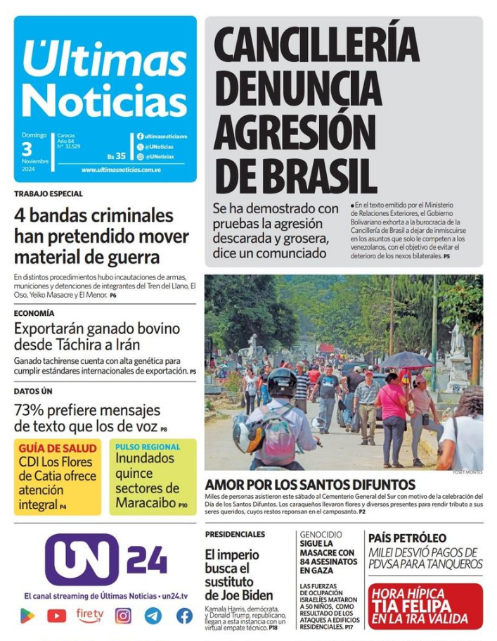 Portadas de este domingo 3 de noviembre de 2024