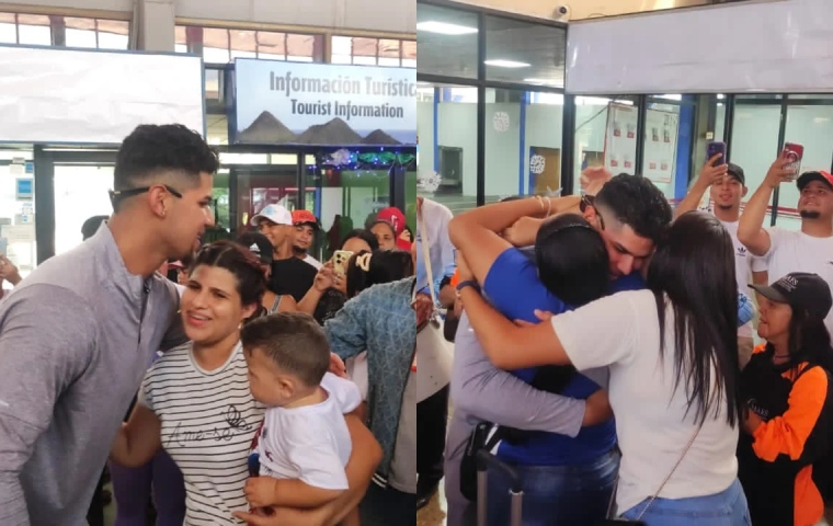 Con bombos y platillos, familiares y amigos recibieron al grandeliga Edgardo Henríquez en Cumaná