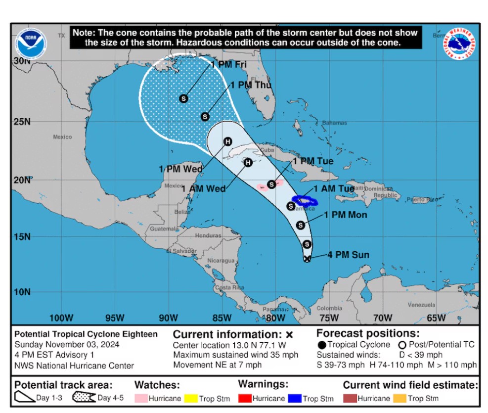 El Caribe en alerta ante el ciclón tropical 18 que podría convertirse en huracán Rafael