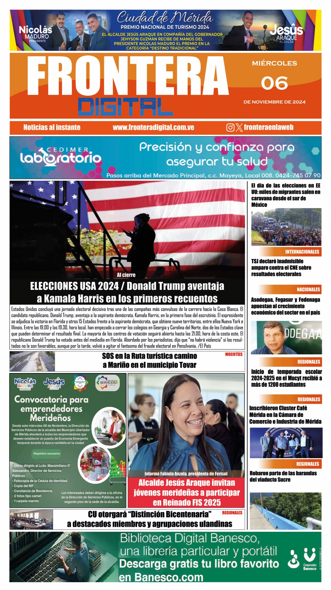 Portadas de este miércoles 6 de noviembre de 2024