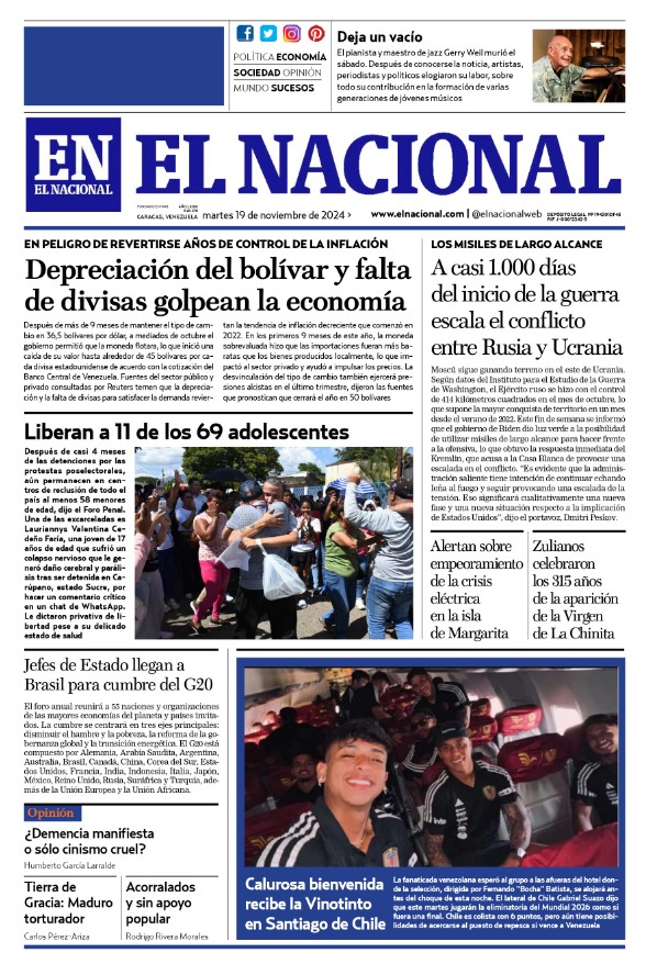 Portadas de este martes 19 de noviembre de 2024