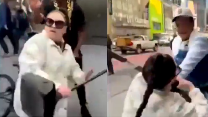 “Lárguense de este país”, colombiana fue captada agrediendo a venezolano que limpiaba calles en Nueva York (VIDEO)