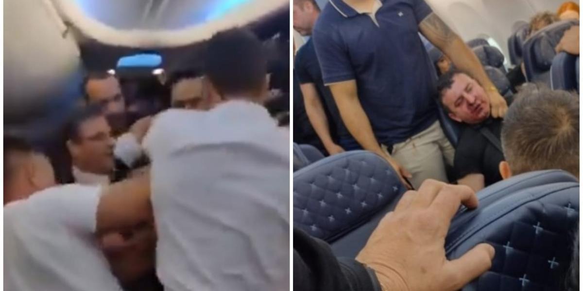 Susto en pleno vuelo: Pasajero intentó abrir puerta de avión y tuvieron que noquearlo (VIDEO)