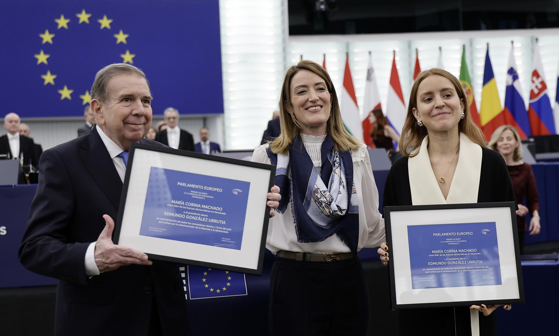 Parlamento Europeo entregó el premio Sájarov a Edmundo González Urrutia y María Corina Machado