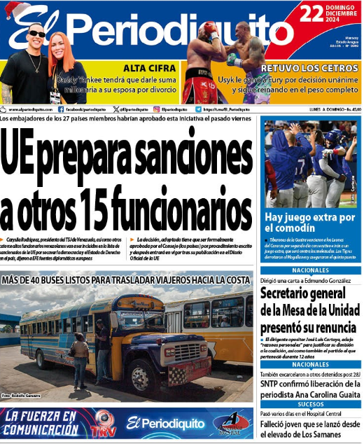 Portadas de este domingo 22 de diciembre de 2024