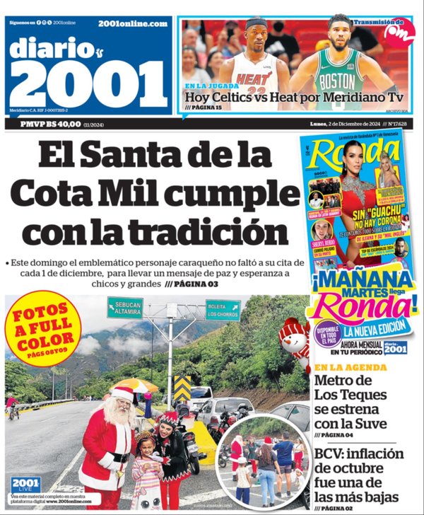 Portadas de este lunes 2 de diciembre de 2024