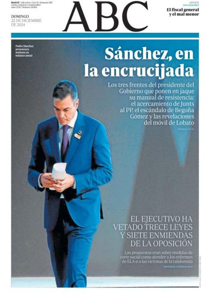 Portadas de la prensa internacional de este domingo 22 de diciembre de 2024